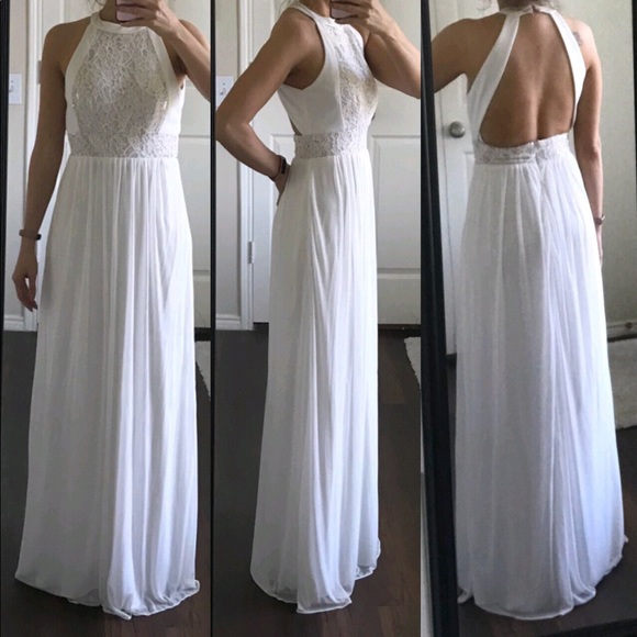 Blondie Nites Dresses & Skirts - Blondie Nites white silver lace formal prom dress
